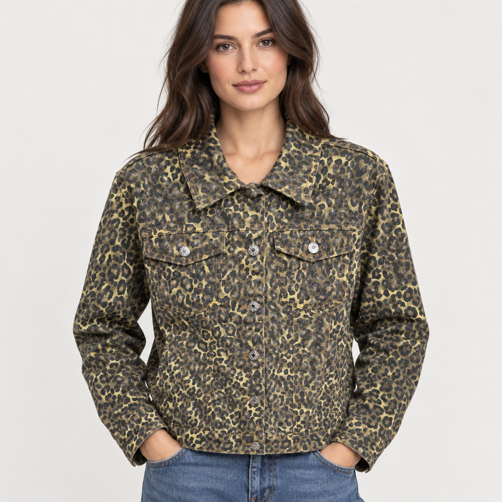 ΤΖΑΚΕΤ DENIM LEOPARD PRINT
