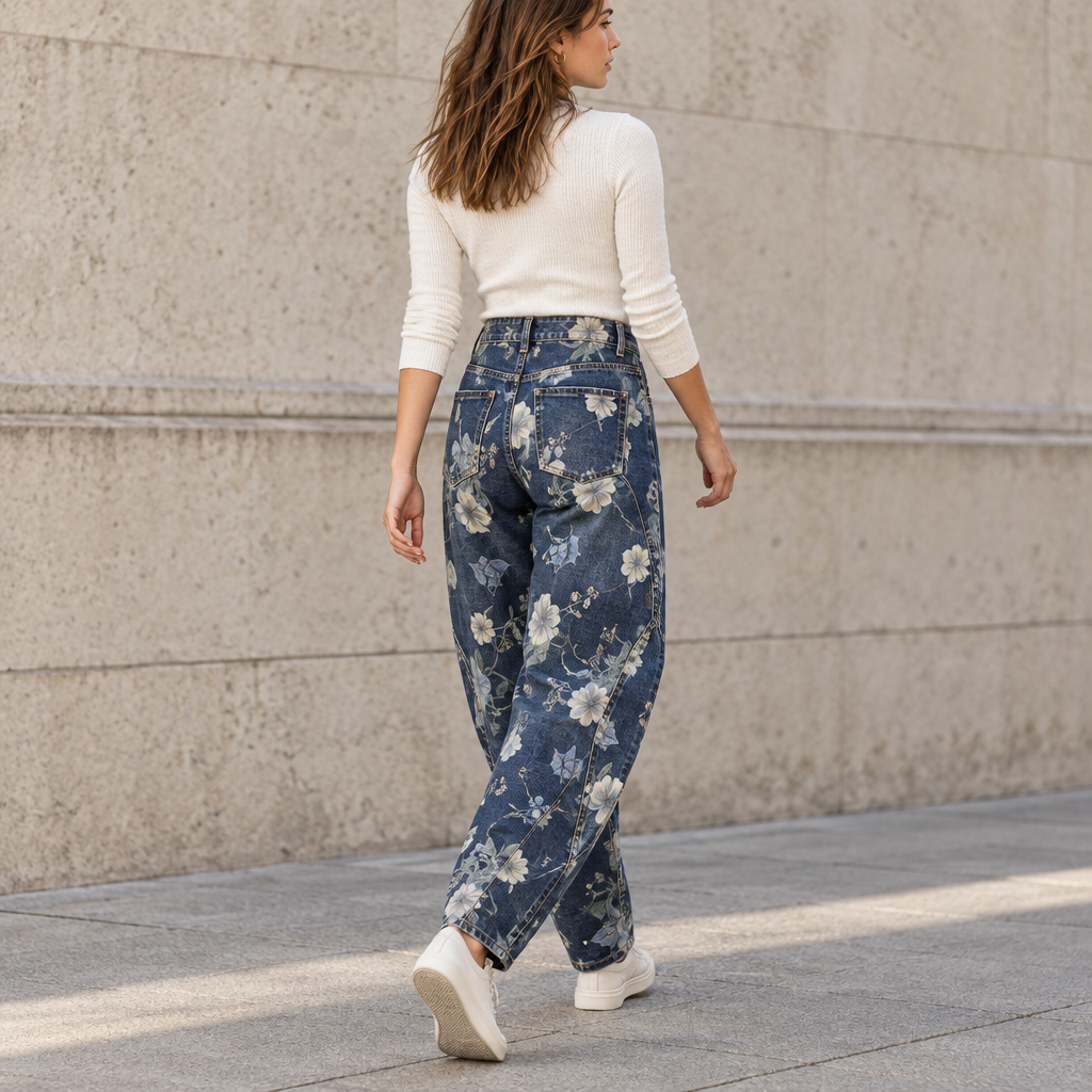 BARREL FIT JEAN ΜΕ FLORAL PRINT