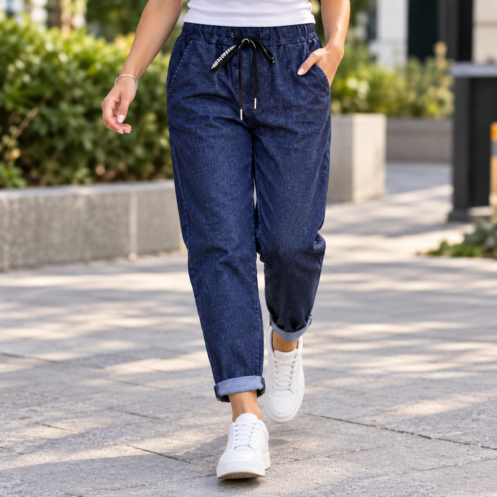JEANS JOGGER ΜΕ ΚΟΡΔΟΝΙ