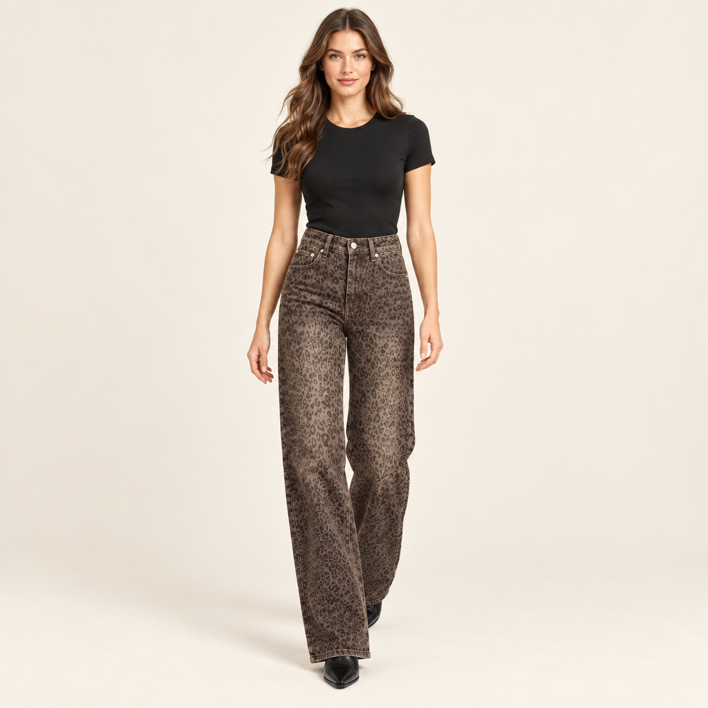 JEANS LEOPARD WILD BROWN STRAIGHT FIT
