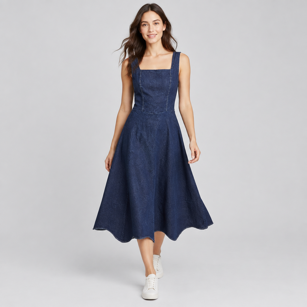 JEAN ΦΟΡΕΜΑ MIDI FIT & FLARE
