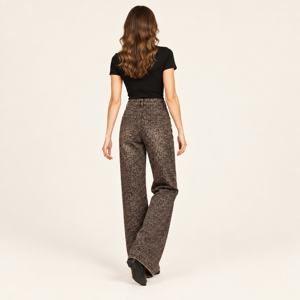 JEANS LEOPARD WILD BROWN STRAIGHT FIT