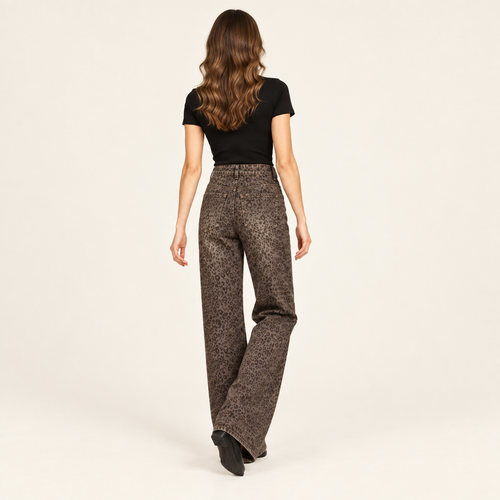 JEANS LEOPARD WILD BROWN STRAIGHT FIT