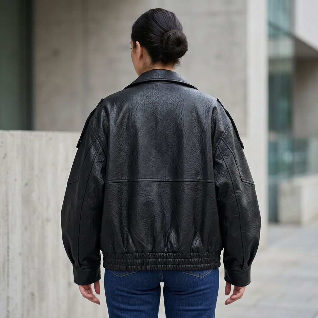 ΜΠΟΥΦΑΝ ΔΕΡΜΑΤΙΝΗΣ OVERSIZED ΜΕ ΑΣΥΜΜΕΤΡΟ ΓΙΑΚΑ