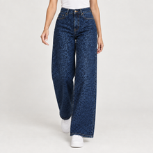 DARK WIDE LEG LEOPARD DENIM
